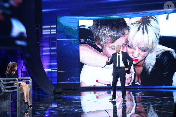 Asia Argento sur le plateau de "Non è l'Arena" sur la chaîne italienne LA7, dimanche 30 septembre 2018 à Rome.