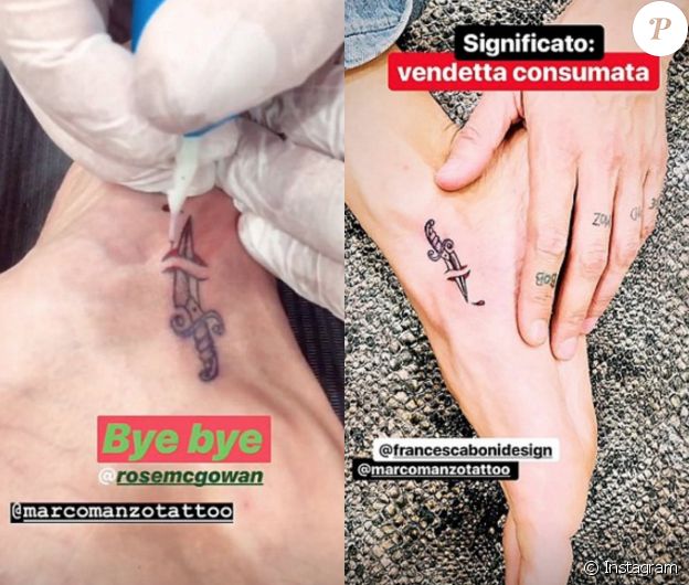 Le nouveau tatouage vengeur d'Asia Argento, dévoilé en story sur son compte Instagram, septembre 2018.