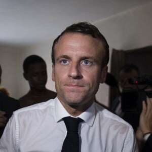 Le président Emmanuel Macron rencontre des habitants de Quartier d'Orléans sur l'Ile Saint-Martin, Antilles le 29 septembre 2018. Eliot Blondet / Pool / Bestimage