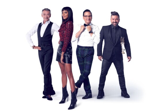 Patrick Dupond, Shy'm, Jean-Marc Généreux et Chris Marques, photo officielle de "Danse avec les stars 9", TF1