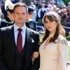 Patrick J. Adams et sa femme Troian Bellisario - Les invités arrivent à la chapelle St. George pour le mariage du prince Harry et de Meghan Markle au château de Windsor, Royaume Uni, le 19 mai 2018.