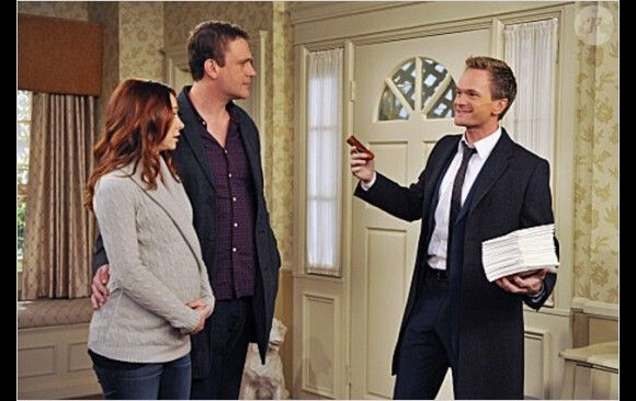 Neil Patrick Harris, Jason Segel et Alyson Hannigan dans la saison 7 de How I Met Your Mother, 2011-2012.