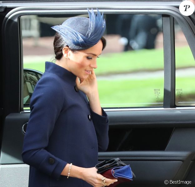 Meghan Markle, duchesse de Sussex - Les invités arrivent à la chapelle St. George pour le mariage de la princesse Eugenie d'York et Jack Brooksbank au château de Windsor, Royaume Uni, le 12 octobre 2018.