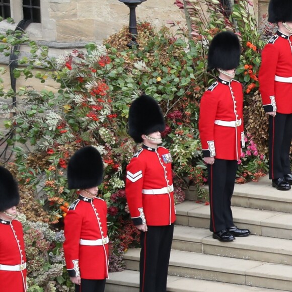 La princesse Eugenie d'York et son mari Jack Brooksbank - Sorties après la cérémonie de mariage de la princesse Eugenie d'York et Jack Brooksbank en la chapelle Saint-George au château de Windsor, Royaume Uni, le 12 octobre 2018.