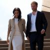 Le prince Harry, duc de Sussex et sa femme Meghan Markle, duchesse de Sussex (enceinte) arrivent à l'opéra de Sydney le premier jour de leur première tournée officielle en Australie, le 16 octobre 2018.