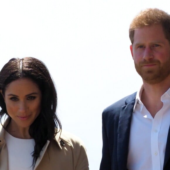 Le prince Harry, duc de Sussex et sa femme Meghan Markle, duchesse de Sussex (enceinte) arrivent à l'opéra de Sydney le premier jour de leur première tournée officielle en Australie, le 16 octobre 2018.