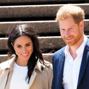 Le prince Harry, duc de Sussex et sa femme Meghan Markle, duchesse de Sussex (enceinte) arrivent à l'opéra de Sydney le premier jour de leur première tournée officielle en Australie, le 16 octobre 2018.