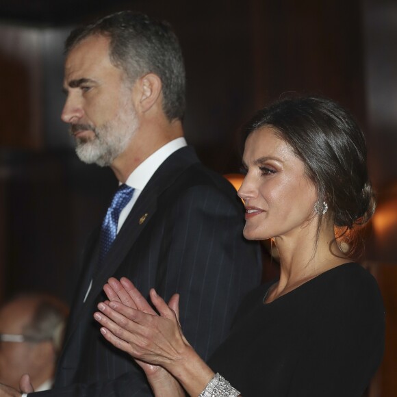 Le roi Felipe VI et la reine Letizia d'Espagne, assistent au 27ème concert "Princess Asturias Awards" à l'auditorium "Principe Felipe" à Madrid, le 18 octobre 2018.