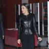 La reine Letizia d'Espagne (veste Emporio Armani, pantalon palazzo Carolina Herrera) assiste à la première du film "El Hombre Mosca" à la 63ème édition du festival du film de Valladolid le 26 octobre 2018.