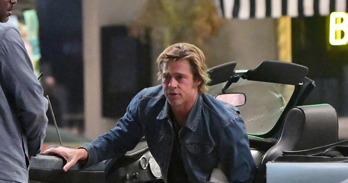 Une Nuit à Los Angeles Film Brad Pitt tourne une scène de nuit pour le film Once upon a time in