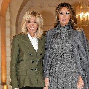 Brigitte Macron et Melania Trump lors du déjeuner des conjoints de chefs d'Etat et de gouvernement présents à la cérémonie internationale du centenaire de l'armistice de 1918 au château de Versailles le 11 novembre 2018. © Pierre Perusseau / Bestimage