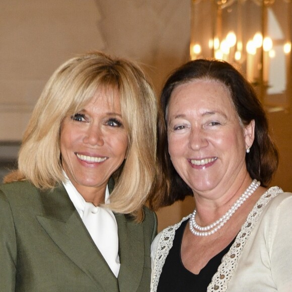 Brigitte Macron, Ingrid Schulerud (femme du secrétaire générale de l'OTAN) lors du déjeuner des conjoints de chefs d'Etat et de gouvernement présents à la cérémonie internationale du centenaire de l'armistice de 1918 au château de Versailles le 11 novembre 2018. © Pierre Perusseau / Bestimage