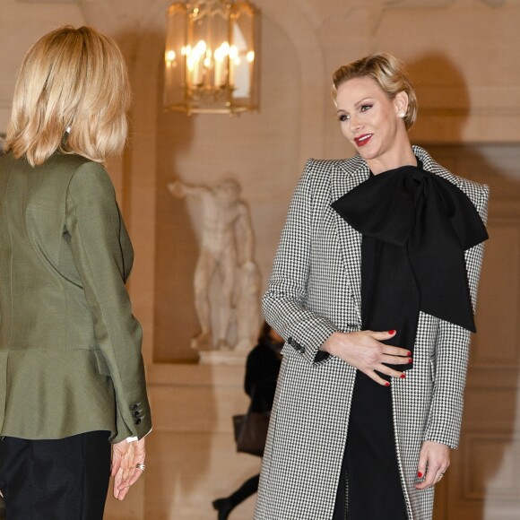 Brigitte Macron, la princesse Charlene de Monaco lors du déjeuner des conjoints de chefs d'Etat et de gouvernement présents à la cérémonie internationale du centenaire de l'armistice de 1918 au château de Versailles le 11 novembre 2018. © Pierre Perusseau / Bestimage