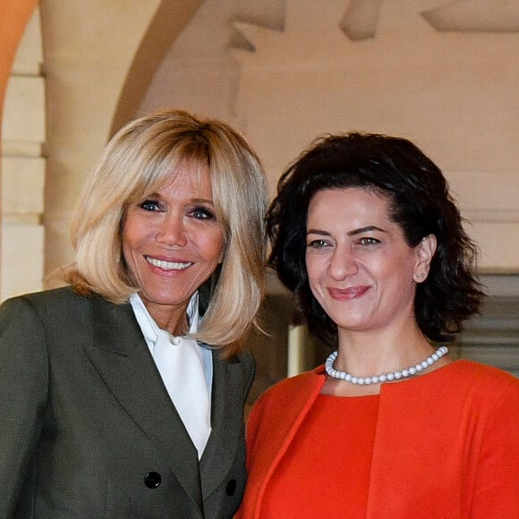 Brigitte Macron et Anna Hakobyan(Femme du premier ministre arménien) lors du déjeuner des conjoints de chefs d'Etat et de gouvernement présents à la cérémonie internationale du centenaire de l'armistice de 1918 au château de Versailles le 11 novembre 2018. © Pierre Perusseau / Bestimage