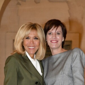 Brigitte Macron et Amelie Derbaudrenghien (Compagne du premier ministre belge) lors du déjeuner des conjoints de chefs d'Etat et de gouvernement présents à la cérémonie internationale du centenaire de l'armistice de 1918 au château de Versailles le 11 novembre 2018. © Pierre Perusseau / Bestimage