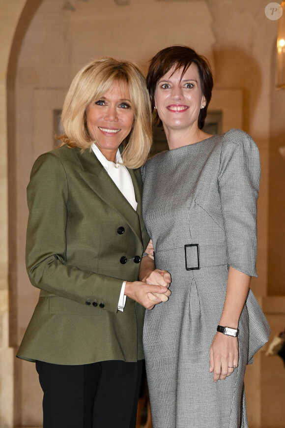 Brigitte Macron et Amelie Derbaudrenghien (Compagne du premier ministre belge) lors du déjeuner des conjoints de chefs d'Etat et de gouvernement présents à la cérémonie internationale du centenaire de l'armistice de 1918 au château de Versailles le 11 novembre 2018. © Pierre Perusseau / Bestimage