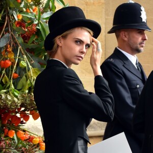 Cara Delevingne - Cérémonie de mariage de la princesse Eugenie d'York et Jack Brooksbank en la chapelle Saint-George au château de Windsor le 12 octobre 2018.