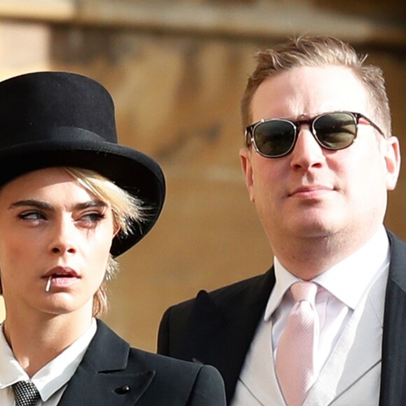 Cara Delevingne - Sorties après la cérémonie de mariage de la princesse Eugenie d'York et Jack Brooksbank en la chapelle Saint-George au château de Windsor le 12 octobre 2018.