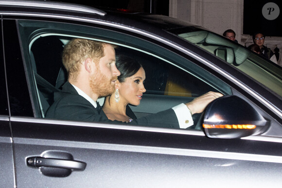 Le prince Harry et la duchesse Meghan de Sussex (Meghan Markle) arrivant à Buckingham Palace pour le dîner du 70e anniversaire du prince Charles, le 14 novembre 2018.