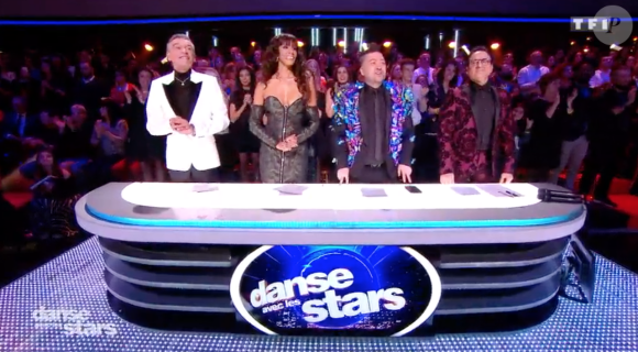 Les jurés Patrick Dupond, Shy'm, Chris Marques et Jean-Marc Généreux dans "Danse avec les stars 9" (TF1) lors des quarts de finale samedi 17 novembre 2018.