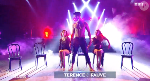 Shy'm, Terence Telle et Fauve Hautot lors des quarts de finale de "Danse avec les stars 9" (TF1) samedi 17 novembre 2018.