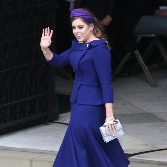 La princesse Beatrice d'York - Sorties après la cérémonie de mariage de la princesse Eugenie d'York et Jack Brooksbank en la chapelle Saint-George au château de Windsor le 12 octobre 2018.