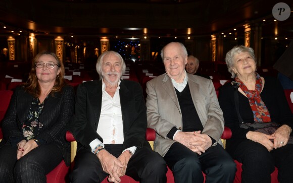 Catherine Frot, Pierre Richard, Michel Bouquet et sa femme Juliette Carré - Inauguration de la nouvelle statue de cire de Pierre Richard au Musée Grévin à Paris, le 19 novembre 2018. Près de 30 ans après sa première entrée au Musée Grévin, c'est la deuxième statue de l'acteur français qui rejoint le musée, après une première sculptée en 1981. © Veeren/Bestimage