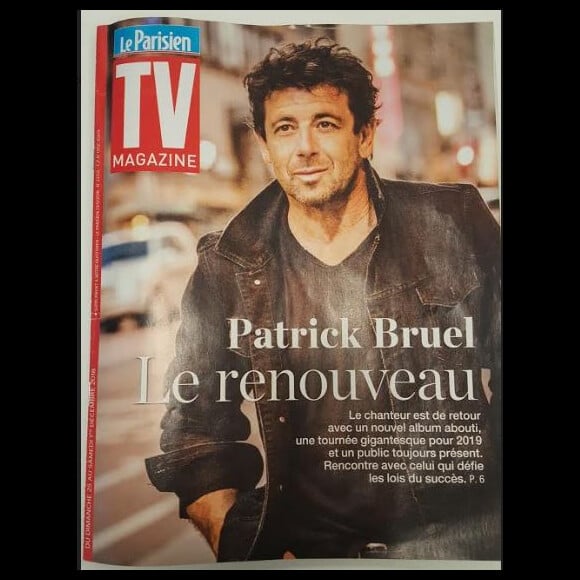 Patrick Bruel en couverture de TV Magazine, supplément du Parisien du 23 novembre 2018.