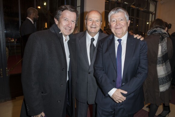 Exclusif - Gilles Pélisson, Marc Ladreit de Lacharrière et Jean-Luc Choplin (directeur du théâtre Marigny) - People au spectacle "Peau d'âne" lors de la réouverture du théâtre Marigny à Paris le 22 novembre 2018. © Olivier Borde - Cyril Moreau / Bestimage