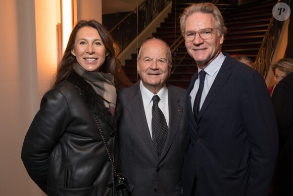 Exclusif - Olivier Royant avec sa femme et Marc Ladreit de Lacharrière - People au spectacle "Peau d'âne" lors de la réouverture du théâtre Marigny à Paris le 22 novembre 2018. © Olivier Borde - Cyril Moreau / Bestimage