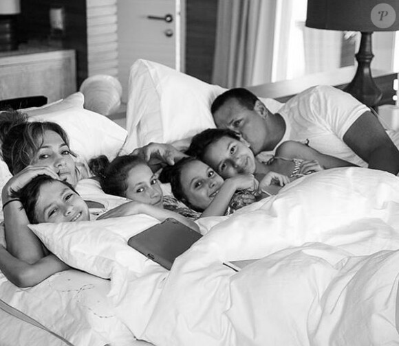 Jennifer Lopez, Alex Rodriguez et leurs enfants respectifs. Novembre 2018.