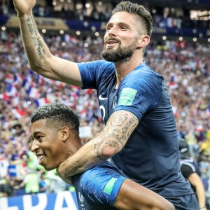 Presnel Kimpembe et Olivier Giroud - Finale de la Coupe du Monde de Football 2018 en Russie à Moscou, opposant la France à la Croatie (4-2). Le 15 juillet 2018 © Moreau-Perusseau / Bestimage