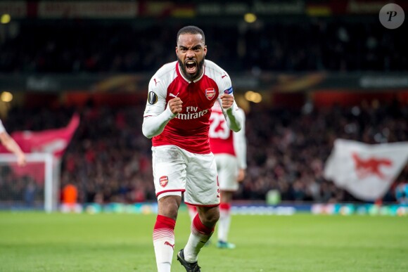 Alexandre Lacazette lors de la demi-finale d'Europa League "Arsenal - Atletico Madrid" à l'Emirates Stadium à Londres, le 26 avril 2018.