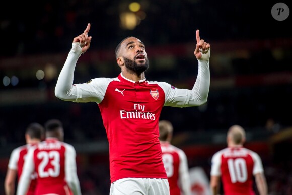 Alexandre Lacazette lors de la demi-finale d'Europa League "Arsenal - Atletico Madrid" à l'Emirates Stadium à Londres, le 26 avril 2018.