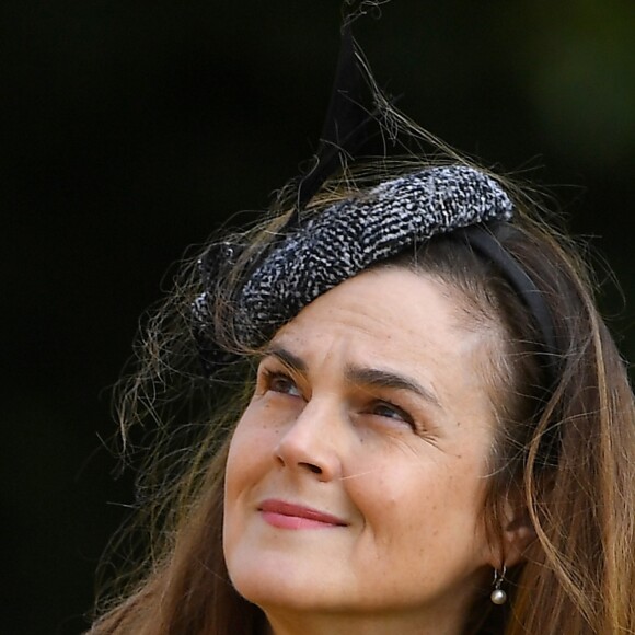 La secrétaire personnelle de la reine, Samantha Cohen et ses enfants assistent à un service religieux à l'église St Mary's, dans le village de West Newton, Norfolk, Royaume Uni, le 4 février 2018.