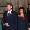 Le prince Harry, duc de Sussex, et Meghan Markle (enceinte), duchesse de Sussex - La famille royale d'Angleterre à son arrivée à l'abbaye de Westminster pour un service commémoratif pour le centenaire de la fin de la Première Guerre Mondiale à Londres. Le 11 novembre 2018