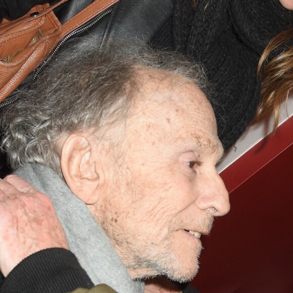 Exclusif - Jean-Louis Trintignant et Claude Lelouch - Jean-Louis Trintignant célèbre ses 88 ans sur la scène du théâtre de la Porte Saint-Martin où il lit des poèmes de Prévert, Vian, Leprest ou encore Apollinaire à Paris le 11 décembre 2018. © Coadic Guirec/Bestimage