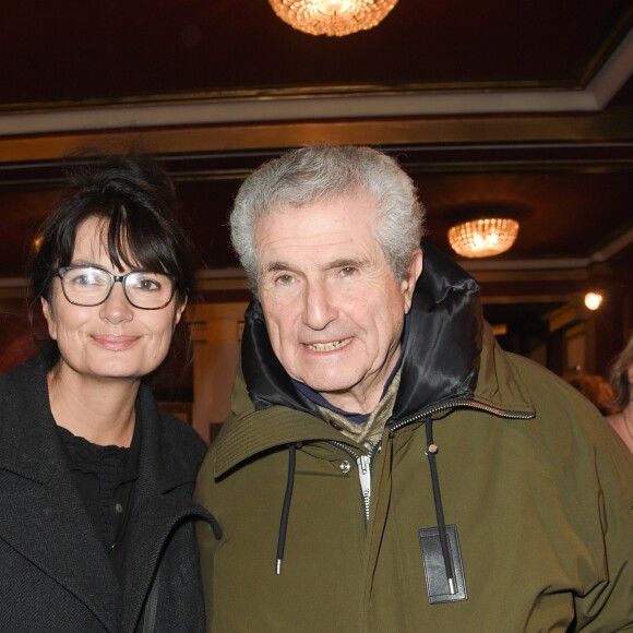 Exclusif - Claude Lelouch et sa compagne Valérie Perrin - Jean-Louis Trintignant célèbre ses 88 ans sur la scène du théâtre de la Porte Saint-Martin où il lit des poèmes de Prévert, Vian, Leprest ou encore Apollinaire à Paris le 11 décembre 2018. © Coadic Guirec/Bestimage