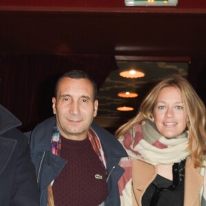 Exclusif - Manuel Gelin, Zinedine Soualem et sa compagne Caroline Faindt - Générale du nouveau One Man Show de Patrick Bosso "Sans accent" au cabaret de la Nouvelle Eve à Paris le 12 décembre 2018. © Coadic Guirec/Bestimage12/12/2018 - Paris