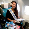 Vaimalama Chaves, Miss France 2019, de retour à Tahiti. Elle est accueillie très chaleureusement. décembre 2018.