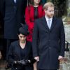 Le prince Harry, duc de Sussex et sa femme Meghan Markle, la duchesse de Sussex enceinte - La famille royale britannique se rend à la messe de Noël à l'église Sainte-Marie-Madeleine à Sandringham, le 25 décembre 2018.