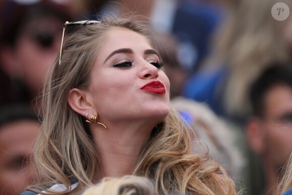 Maria Salaues (compagne de Paul Pogba porte une bague de fiançailles) - Célébrités dans les tribunes lors du match de coupe du monde opposant la France au Danemark au stade Loujniki à Moscou, Russia, le 26 juin 2018. Le match s'est terminé par un match nul 0-0. © Cyril Moreau/Bestimage