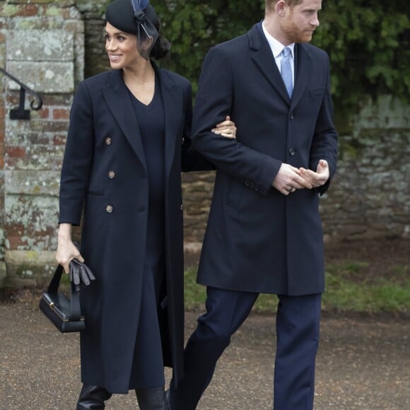 Le prince Harry, duc de Sussex, Meghan Markle, duchesse de Sussex - La famille royale assiste à la messe de Noël à Sandringham le 25 décembre 2018.