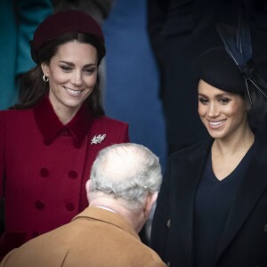 Catherine Kate Middleton, duchesse de Cambridge, Meghan Markle, duchesse de Sussex - La famille royale assiste à la messe de Noël à Sandringham le 25 décembre 2018.