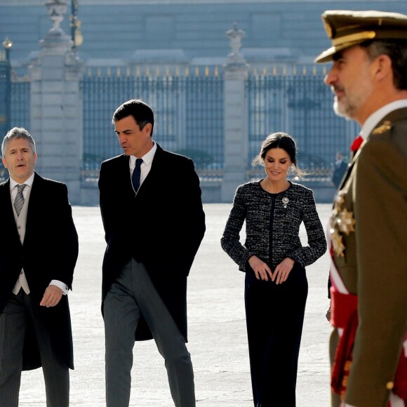 Le roi Felipe VI et la reine Letizia d'Espagne présidaient à la traditionnelle Pâque militaire au palais royal à Madrid le dimanche 6 janvier 2019.