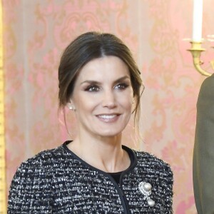 Le roi Felipe VI et la reine Letizia d'Espagne présidaient à la traditionnelle Pâque militaire au palais royal à Madrid le dimanche 6 janvier 2019, jour de l'Epiphanie, sur la Plaza de la Armeria avant une réception dans le Salon de Gasperini.