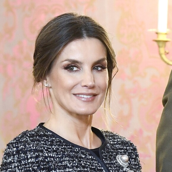 Le roi Felipe VI et la reine Letizia d'Espagne présidaient à la traditionnelle Pâque militaire au palais royal à Madrid le dimanche 6 janvier 2019, jour de l'Epiphanie, sur la Plaza de la Armeria avant une réception dans le Salon de Gasperini.