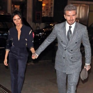 David et Victoria Beckham arrivent au dîner "Mens GQ" pour célébrer la Fashion Week à Londres le 7 janvier 2019.