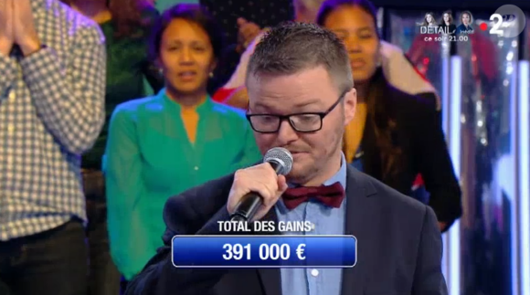 Renaud, éliminé de "N'oubliez pas les paroles" (France 2) lundi 14 janvier 2019 après 55 participations et 391 000 euros de gains.