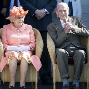 La reine Elizabeth II et le prince Philip duc d'Edimbourg - La famille royale d'Angleterre lors de la finale de la "Royal Windsor Cup", le 24 juin 2018.